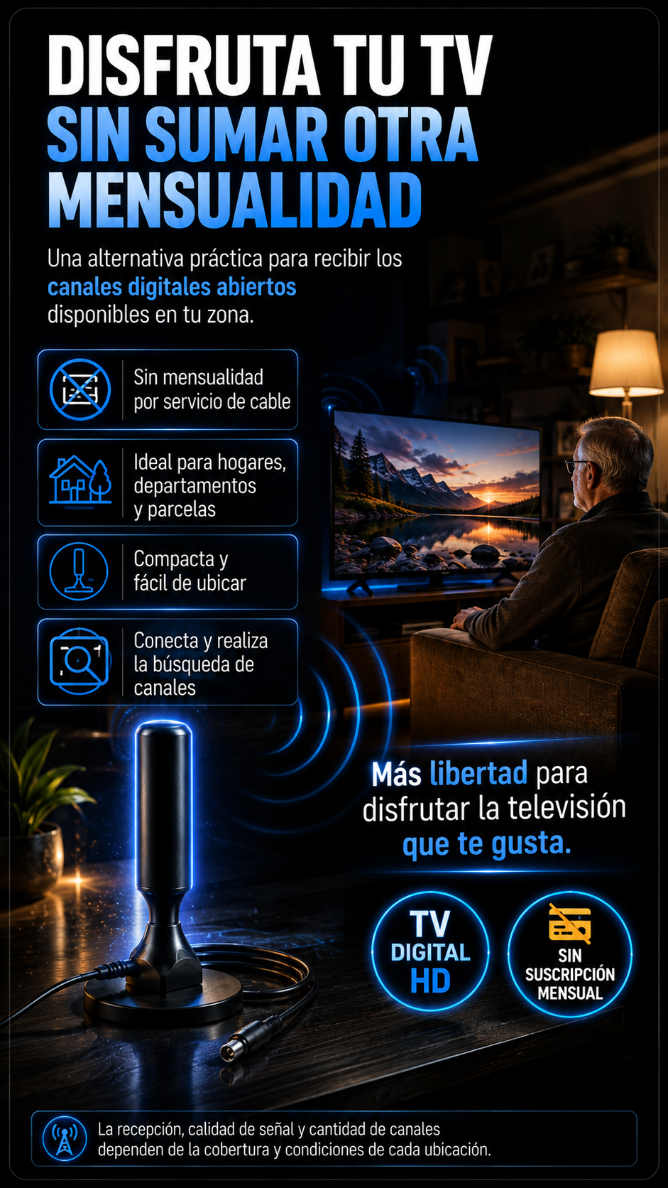 Disfruta tu TV sin sumar otra mensualidad: ideal para hogares, departamentos y parcelas